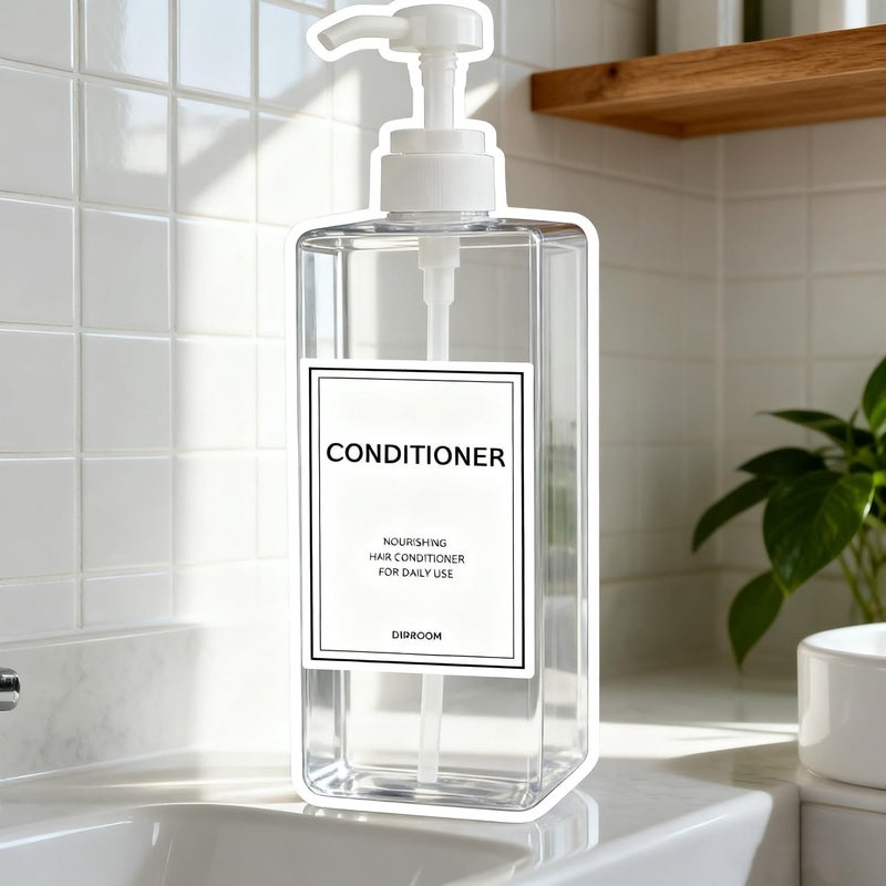DIDROOM Modern Shampoo and Conditioner Dispenser (21 oz, Pack of 3) Refillable Pump Bottle Set Empty Shower Plastic Bottles with Pump for Bathroom Body Wash Soap and Shower - Image 5